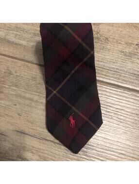 Vtg Polo Ralph Lauren Classic Multicolor Plaid Necktie Pink Pony Preppy